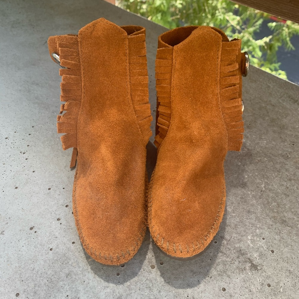Fringy Minnetonka ankle boots